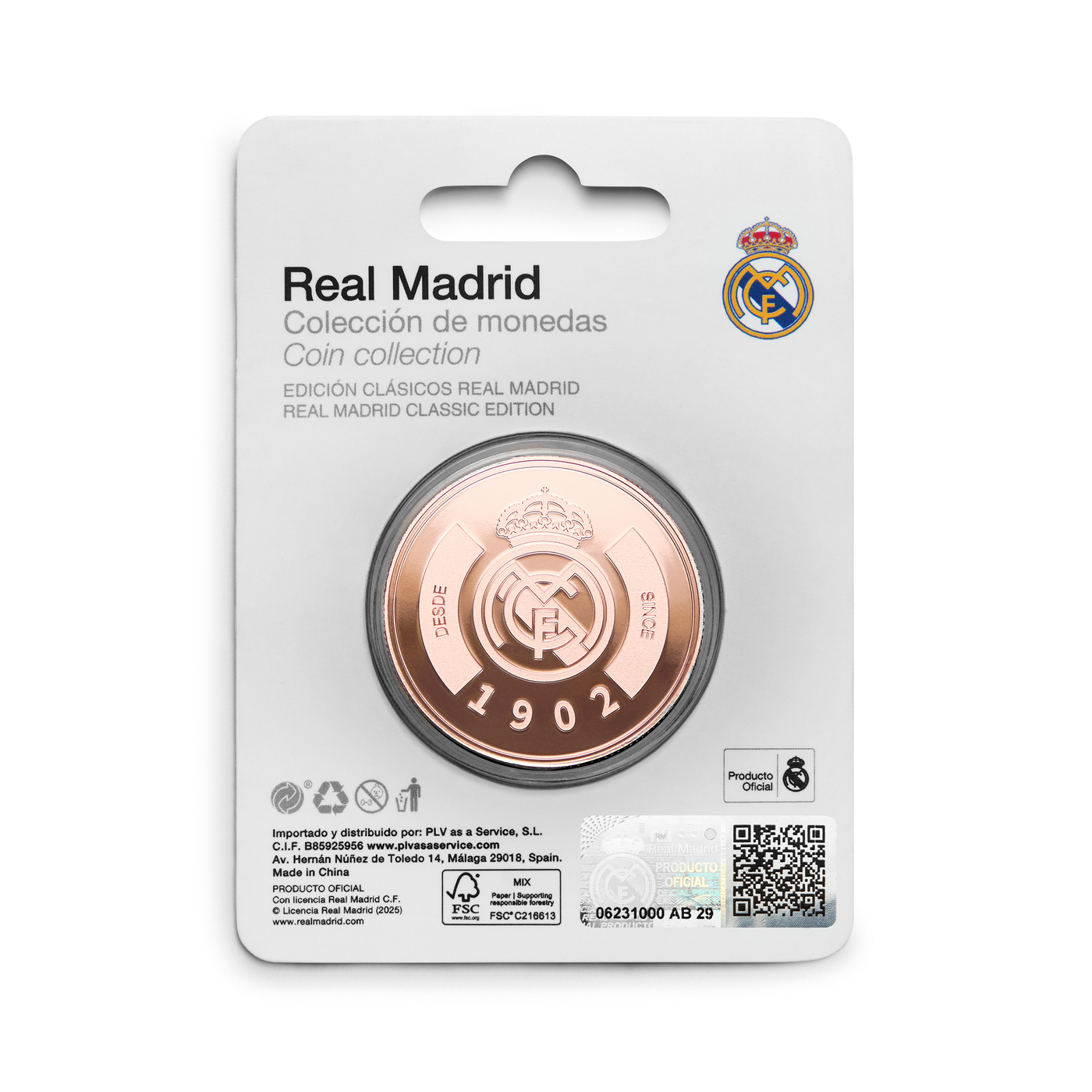 Moneda Oficial Real Madrid Coleccionable 1902 Bronce