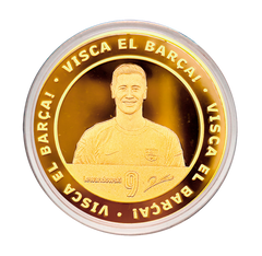 Moeda Oficial FC Barcelona Colecionável Lewandowski Ouro