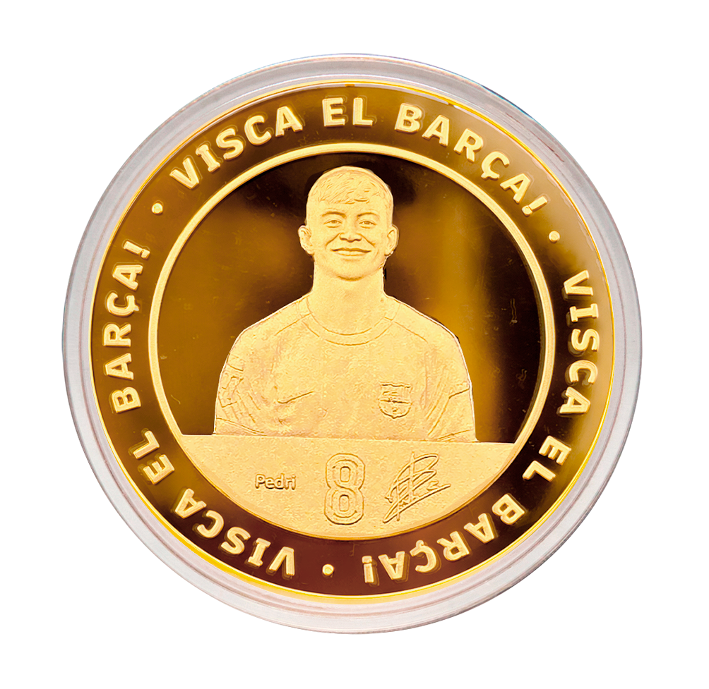 Moeda Oficial FC Barcelona Colecionável Pedri Ouro