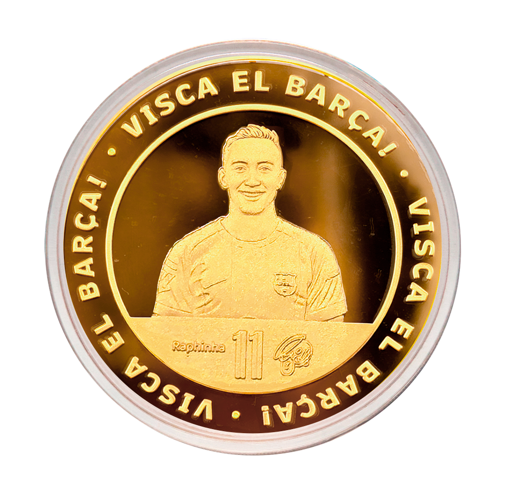 Raphinha - Moneda Oficial FC Barcelona Coleccionable Raphinha Oro