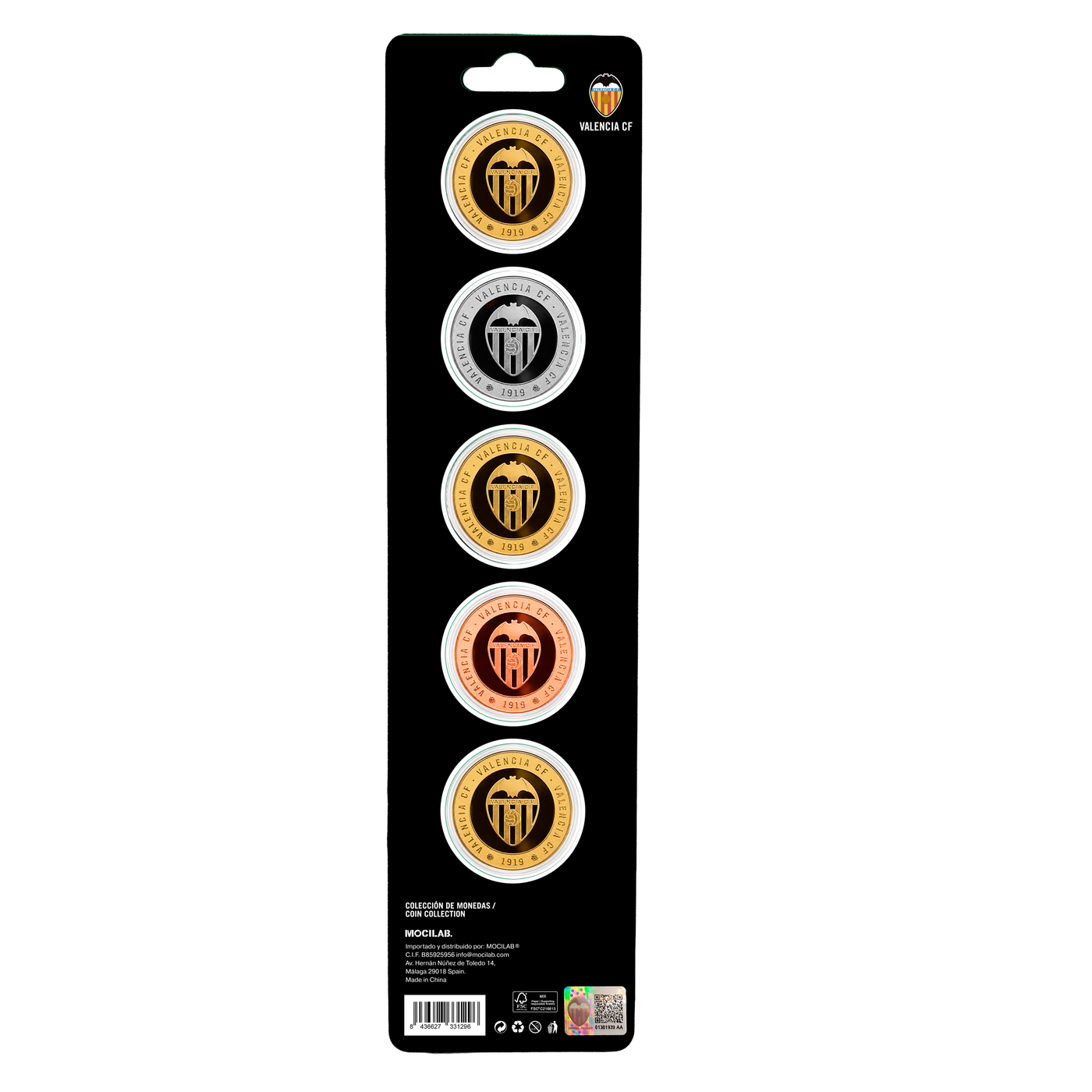 Set 5 Monedas Oficiales Valencia CF Coleccionables Classics