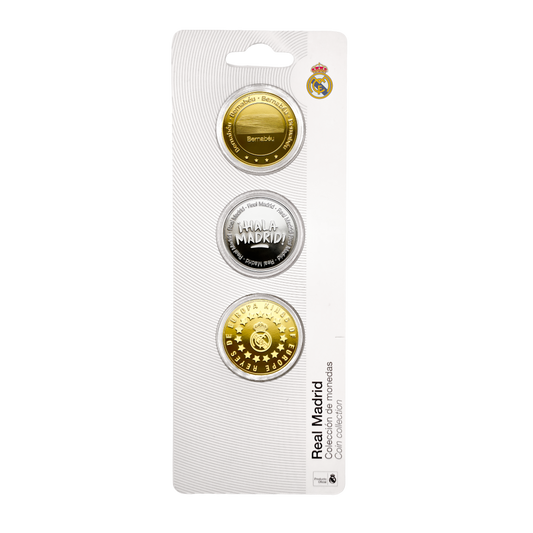 Official Real Madrid Collectible Coins Pack of 3 units.