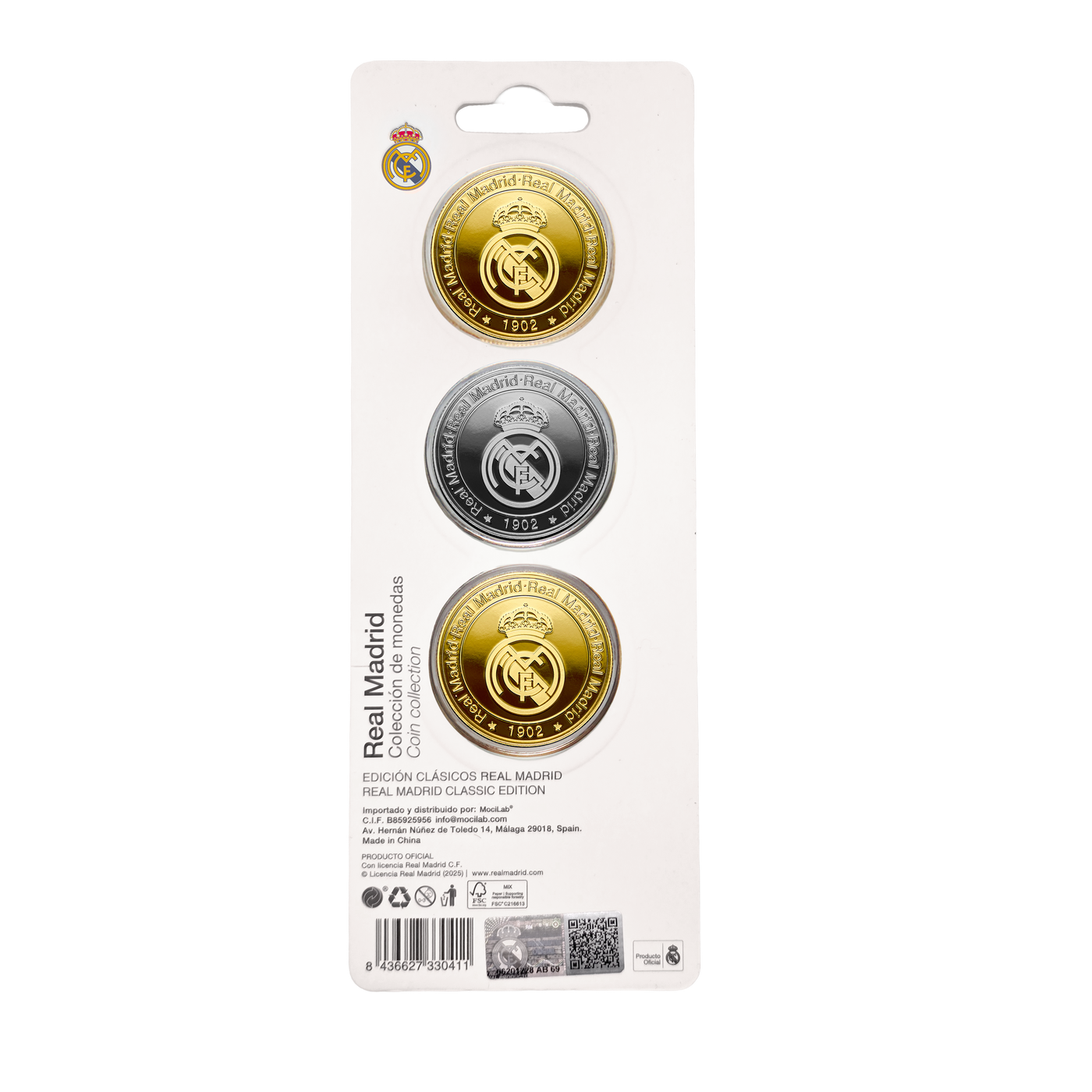 Official Real Madrid Collectible Coins Pack of 3 units.