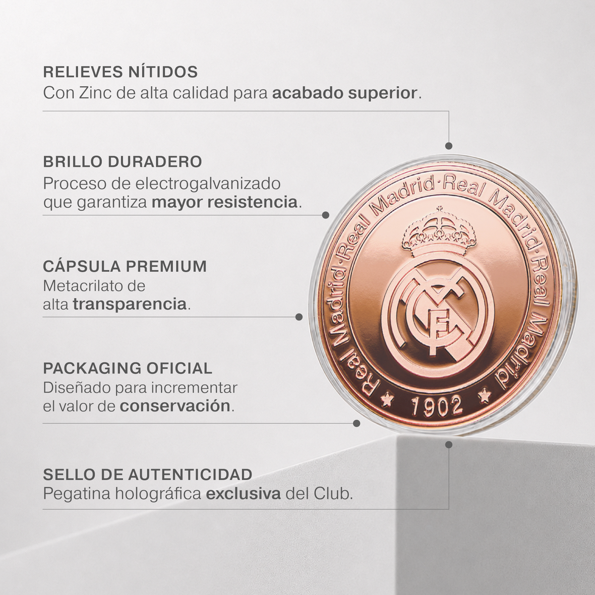 Moneda Oficial Real Madrid Coleccionable 1902 Bronce