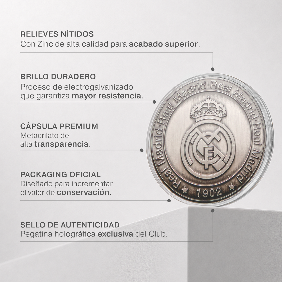 Moneda Oficial Real Madrid Coleccionable El Mejor Equipo del Mundo Níquel Ant.