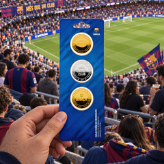 Moedas Oficiais FC Barcelona Colecionáveis Pack 3 unidades