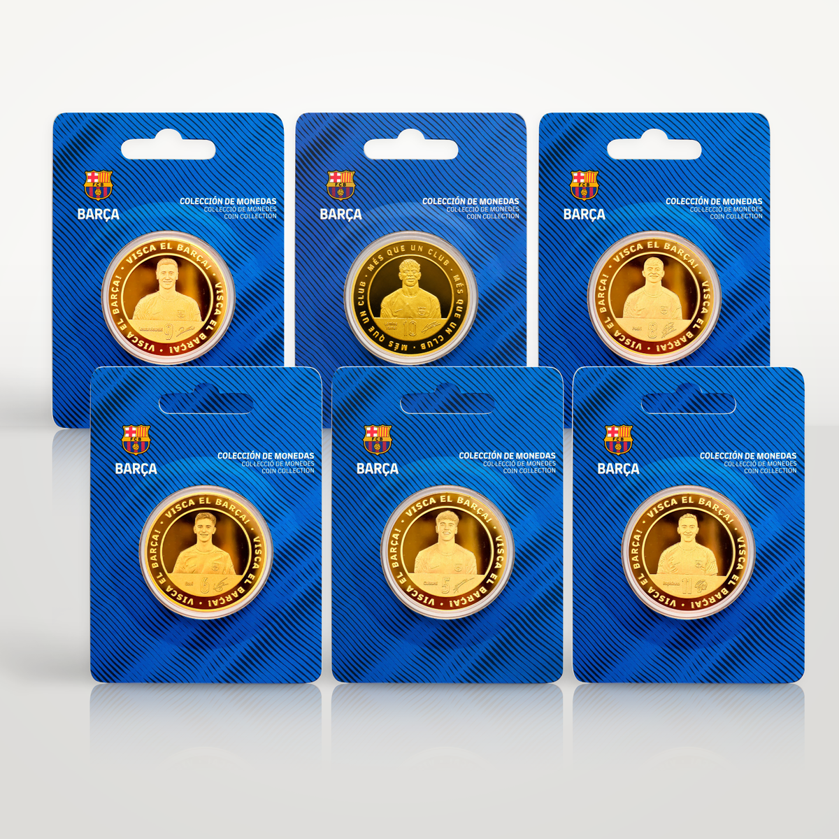 Pack Colección IDOLS FC Barcelona – 6 Monedas Oficiales Oro